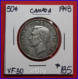 1948 Canada Silver Half Dollar 50 Cent Coin C511 $185 VF-30