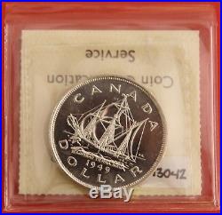 1949 Canada Silver One Dollar Coin J97 $200 ICCS MS-66