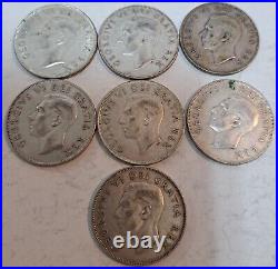 1950-1959 Canadian 50 Cents Silver Coin Lot (34) Uncleaned