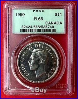 1950 Canada 1 Dollar Silver Coin One Dollar PCGS PL-65 Old Holder