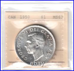 1950 Canada One Silver Dollar Coin Arnprior ICCS Graded MS-63