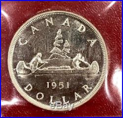 1951 Canada 1 Dollar Silver Coin One Dollar ICCS PL-64