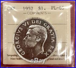 1952 Canada 1 Dollar Silver Coin One Dollar ICCS PL-65