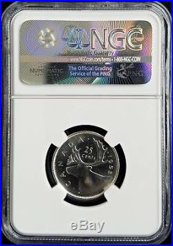 1953 Canada Silver 25C Shoulder Fold Variety NGC MS63 BU Unc Strap Quarter Coin