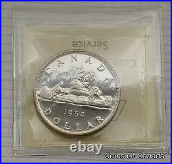 1954 Canada $1 Silver Dollar Coin ICCS PL-65 Superb Eye Appeal #coinsofcanada