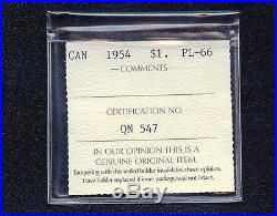 1954 Canada Dollar Coin Cut Off ICCS PL-66 QN 547 (23.33 Grams. 800 Silver)