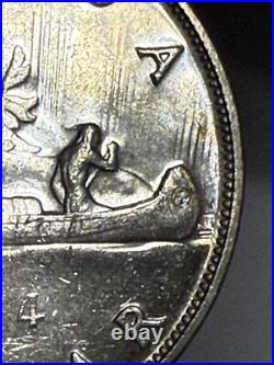 1954 Short Waterlines SWL Canadian Silver Dollar Coin 80% $1