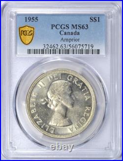 1955 Canada $1 Silver Dollar Arnprior Die Breaks Bu Pcgs Ms63 Choice Coin 1955 Canada $1 Silver Dollar Arnprior Die Breaks Bu Pcgs Ms63 Choice Coin