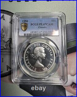 1956 PL67CAM $1 Canada Silver Dollar Coin PCGS Rare With Cameo