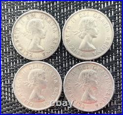 1957 1960, Canada, 4 50 Cent, 80% Silver Coins, 2 Low Date & 2 High Date