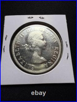 1957 1WL Canadian Silver Dollar Coin 80% $1 Scarce One Waterline Variety 1957 1WL Canadian Silver Dollar Coin 80% $1 Scarce One Waterline Variety