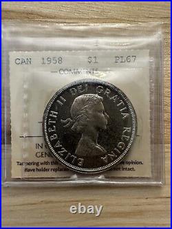 1958 PL-67 $1 Canada Silver Dollar Coin Death Dollar Totem Pole ICCS