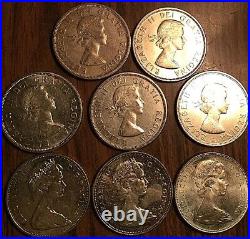 1960 To 1967 Lot Of 8 Canada Silver Dollar Coins