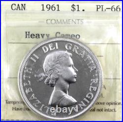 1961 Canada SILVER One Dollar Coin ICCS PL 66 Heavy Cameo Dollar $1 (JC)
