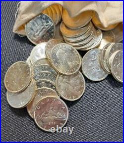 1963 Uncirculated Canada Silver 1 Dollar Roll $20.00 Face Value 20 Coins 80%