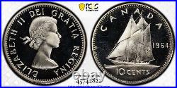 1964 PL-67DCAM Canada Silver 10 Cents Coin PCGS