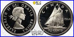 1964 PL-67 DCAM Canada Silver 10 Cents Coin PCGS