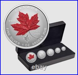 1965-2025 60th Anniversary Canada's Maple Leaf Flag 5-Coin Fractional Silver Set