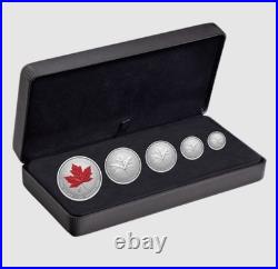 1965-2025 60th Anniversary Canada's Maple Leaf Flag 5-Coin Fractional Silver Set