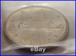 1965 Canada 800 Silver One 1 Dollar ICCS Graded Small Beads Pointed 5 Coin B303