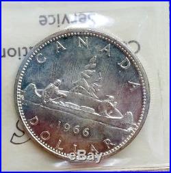 1966 Large Beads Canada 1 Dollar Silver Coin One A60 ICCS GEM MS 65 $650 Gem