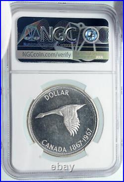 1967 CANADA CANADIAN Confederation Founding Silver Dollar Coin GOOSE NGC i85812