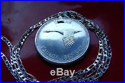 1967 CANADA SILVER GOOSE DOLLAR COIN Pendant on a 30 925 Sterling Silver Chain