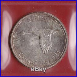 1967 Canada 1 Dollar Silver Coin One ICCS MS 65 Nice Patina 5125 T 450