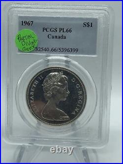 1967 Canada 1$ Silver Dollar Coin PCGS PL66 PARTIAL DIVING GOOSE 15 30 degrees
