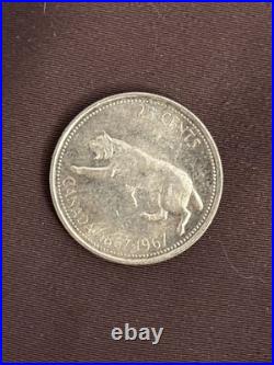1967 Canada Centennial 25 Cents Wolf Coin Alex Colville Design