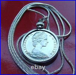 1967 Canada Coin Rabbit Pendant on a 18 925 Silver Snake Chain