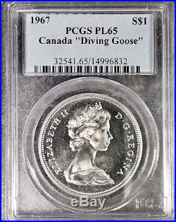 1967 Canada DIVING GOOSE Silver Dollar PCGS PL65 Rare GEM Coin