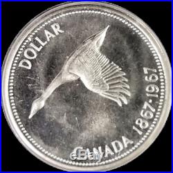 1967 Canada DIVING GOOSE Silver Dollar PCGS PL65 Rare GEM Coin