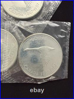 1967 Canadian Silver Dollar Coins 80% $1 PL Cellophane