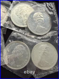 1967 Canadian Silver Dollar Coins 80% $1 PL Cellophane