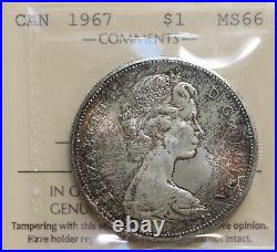 1967 MS66 Canada $1 Silver Dollar Coin ICCS Toned Top Pop Cheapest On EBay