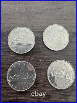 1968 Canada Canoe SMALL ISLAND Silver Dollar Coin. 4 Pieces