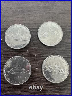 1968 Canada Canoe SMALL ISLAND Silver Dollar Coin. 4 Pieces