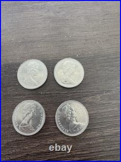 1968 Canada Canoe SMALL ISLAND Silver Dollar Coin. 4 Pieces