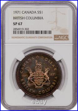 1971 Canada Silver Dollar 1 British Columbia Sp67 Ngc Toned Coin