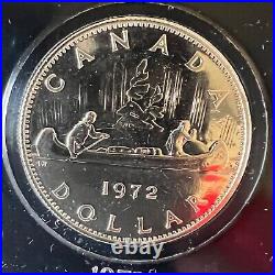 1972 Canada $1 Silver Coin Queen Elizabeth II Regina In Blue Protector Box