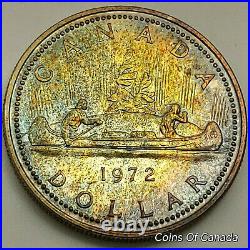 1972 Canada Silver Dollar UNCIRCULATED Coin RAINBOW TONED Voyager #coinsofcanada