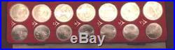 1973 1976 MONTREAL, CANADA OLYMPIC STERLING. 925 SILVER BU 28 COIN SET withCASE