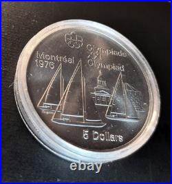 1973 CANADA UK Elizabeth II Olympics Montreal Sailing BU Silver $5 Coin