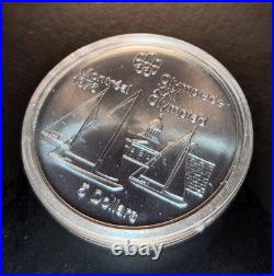 1973 CANADA UK Elizabeth II Olympics Montreal Sailing BU Silver $5 Coin