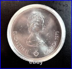 1973 CANADA UK Elizabeth II Olympics Montreal Sailing BU Silver $5 Coin