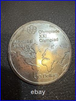 1973 Canada $10 Dollar Montreal Olympic Map Silver Coin
