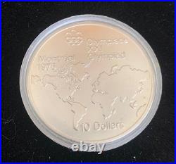 1973 Canada $10 Montreal Olympics World Map Sterling Silver Coin 92.5%