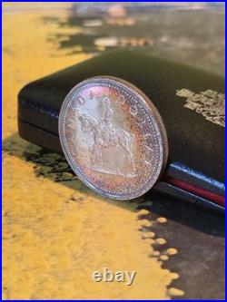 1973 Canada RCMP Centennial Proof Dollar Insane Rainbow Toned Gem