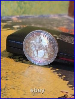 1973 Canada RCMP Centennial Proof Dollar Insane Rainbow Toned Gem